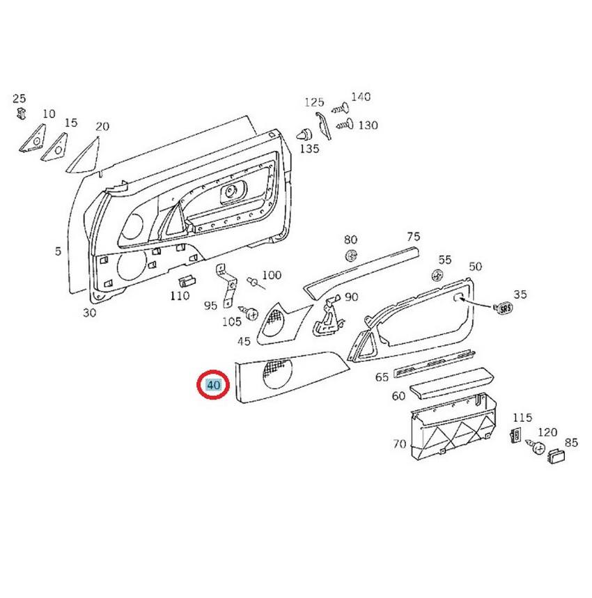 Mercedes Speaker Cover - Driver Side (Gray) 12972733887D50